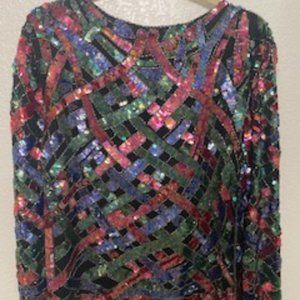 LORD AND TAYLOR 100% Silk Vintage Sequin Top